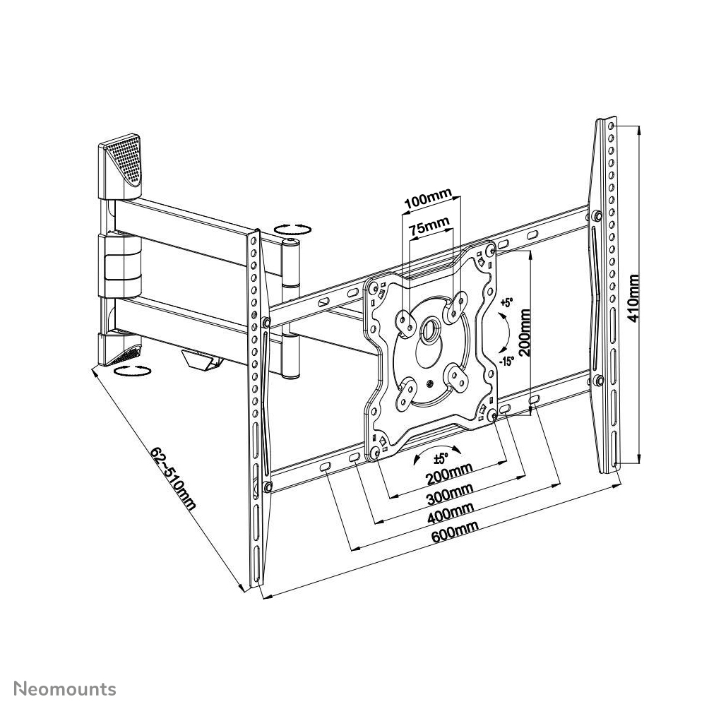 Neomounts FPMA-W460BLACK TV-Wandhalterung 42-70" - volle Bewegung